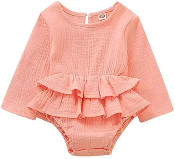 2019 Nove Blagovne Znamke Za Malčke Baby Girl Obleke Z Dolgimi Rokavi Romper Obleko Bombaž&Perilo Outfitsfit