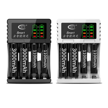4 Reže USB Hitro Polnjenje Baterije Polnilnik kratkostična Zaščita AA/AAA Ni-MH/Ni-Cd Polnilna Baterija Postaja Visoke Kakovosti