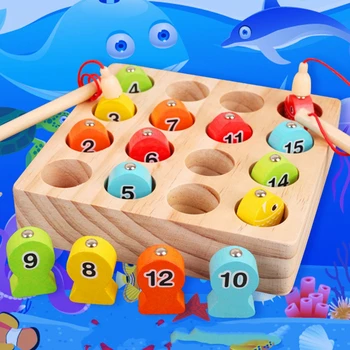 Baby Izobraževalne Igrače, Mestno Ribe Lesene Magnetne Ribolov Igrača Nastavite Igra Rib Izobraževalne Ribolov Igrača Otrok Rojstni dan/božično Darilo