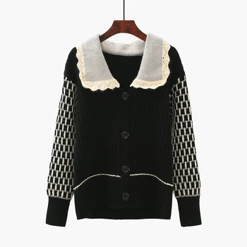 Lutka ovratnik pulover, jakna ženske 2020 jeseni in pozimi novi korejski slog, ohlapno pleteno jopico