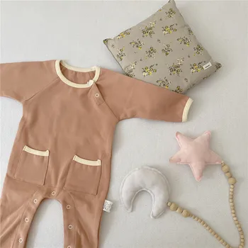 Baby Girl Obleke Romper Korejski Baby Preprost Lak Tiskano Črko Sanjam Jumpsuit Dečka In Deklice Baby Iz Storitev