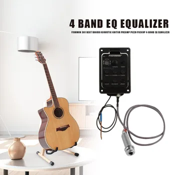 Fishman 301 4-Band EQ Izenačevalnik Kitara Preamp Piezo Pickup z Mikrofonom Izhod Akustične Kitare, Acceseories