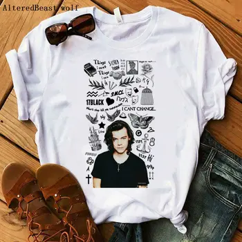 Zdravljenje Ljudi Z Dobroto Natisnjeni Harry Styles T-shirt Cvet Metulj Dame Tee Vrhovi 2020 Poletje Harajuku Ženski 90. letih Tshirt
