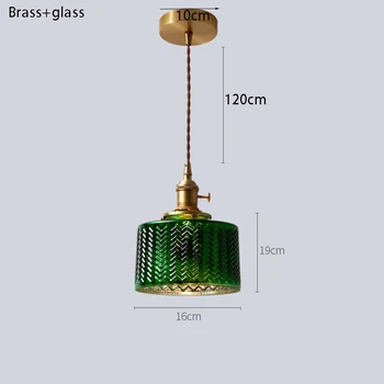 Japonski slog letnik obesek svetilka Moderne medenina zeleno steklo ustvarjalne viseče svetilke za restavracijo spalnica postelji luç