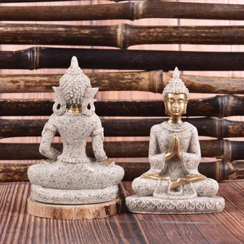 Buda Kipi Peščenjak Tajska Buda Kiparstvo Fengshui Figur Doma Dekor Smole Je Sedel Mini Doma Dekor