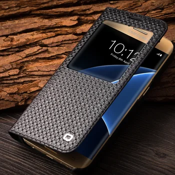 QIALINO Modni Vzorec Pravega Usnja Ohišje za Samsung Galaxy S7 Čisto Ročno Kritje za S7 rob za G9300 za G9350 5.1/5.5