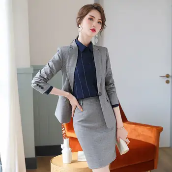 Siva Kariran bo Ustrezala 2020 Pomlad Novo Obleko Ženska Moda Temperament korejski High-end Poslovna Obleka Poslovnih Formalno Obrabe`1