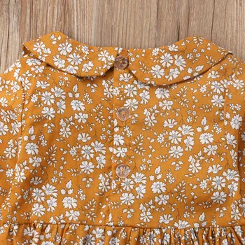 Dojenčka Newborn Baby Dekleta Vroče Prodaje Vintage Stil Cvetje Vzorec Dolg Rokav Romper Jumpsuit Obleke Obleke