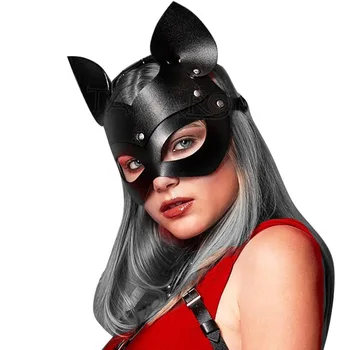 Halloween Carnival Party Masko Catwoman Cosplay Masko Seksi Usnje Cat Masko Za Ženske Bdsm Fetiš Mačka Glave, Erotično Črno Masko