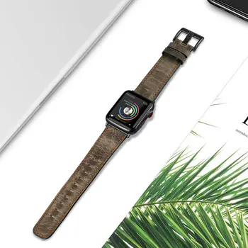 Ohišje+Retro Krava Usnjeni trak za Apple watch band 44 mm 40 mm iWatch band 42mm 38 mm watchband zapestnica Apple ura 5 4 3 44 mm