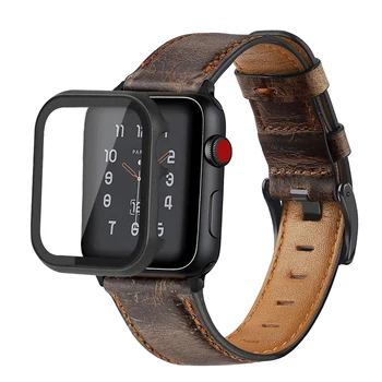 Ohišje+Retro Krava Usnjeni trak za Apple watch band 44 mm 40 mm iWatch band 42mm 38 mm watchband zapestnica Apple ura 5 4 3 44 mm