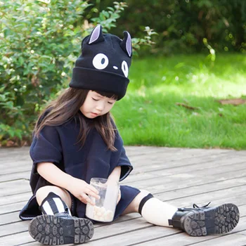 2019 Big Totoro Kape za Otroke, Risanka OX Rog Zimske Kape za Fante Topla Pletena Kapa za Dekle, Otroci Beanies Klobuk z Mačka Ušesa