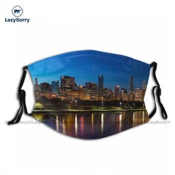 Krpo Fantasy Chicago Skyline Panorama Usta Masko Za Enkratno Uporabo Debelo Unisex Obrazne Maske Z Filtri