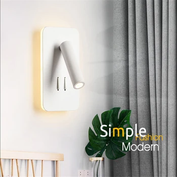 LED postelji spalnica svetlobe eleganten minimalističen hotel s stikalom pozornosti osebno študija branje vrtljiv stenske luči 90-260V
