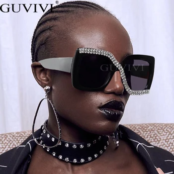 Diamond Kvadratnih sončna Očala Ženske 2020 Luxury Letnik Prevelik sončna Očala Edinstveno Enem Kosu Nosorogovo Očala Odtenki gafas de sol