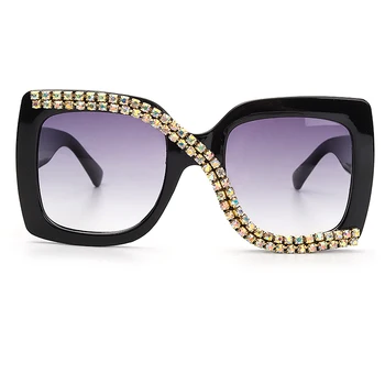 Diamond Kvadratnih sončna Očala Ženske 2020 Luxury Letnik Prevelik sončna Očala Edinstveno Enem Kosu Nosorogovo Očala Odtenki gafas de sol