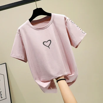 Shintimes Bela Majica s kratkimi rokavi Ženske Modni Ljubezni T-Shirt Obleko 2019 Poletje Bombaž Priložnostne Črna Ženska Tshirt Femme Poleras Mujer