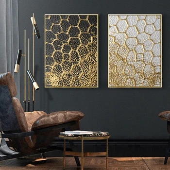 Nordijska Povzetek Geometrijski Vzorec Luxury Gold Platno, Tisk Wall Art Plakati Dekorativne Slike za Dnevni Sobi Doma Stenski Dekor