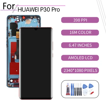 PRVOTNE Za HUAWEI P30 Pro LCD Zaslon na Dotik, Računalnike Zbora Za Huawei P30 Pro Zaslon z Okvirjem Zamenjava VOG-L29