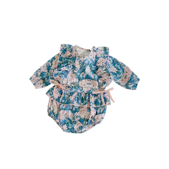 0-24M Newborn Baby Dekle Obleka, Cvetlični Dolgimi Rokavi Jumpsuit Jeseni Baby Girl Obleke Obleke