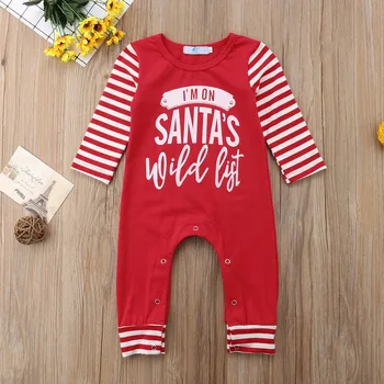 Baby Girl Boy Božič Dolg Rokav Pismo Santa ' Romper Jumpsuit Obleke Obleke