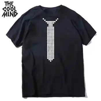 COOLMIND bombaž smešno kravato tiskanja moški majica s kratkimi rokavi priložnostne kratek rokav svoboden moški tshirt kul t-shirt moški moški tee majice