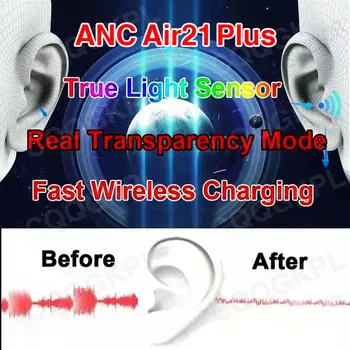 Original Air21 Plus-Bluetooth 5.2 brezžični TWS slušalke, 45DB ANC hibridne naprave, super bass, 1562Ps PK 1562A