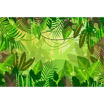 Zeleno Džunglo Gozd Rojstni dan Ozadje za Otroke Safari Stranka Fotografija Ozadje Listi Novorojenčka Portret Pomlad Kulise