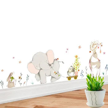 Happy baby slon zajček rumena stenske nalepke otroke, otroška soba dekoracijo umetnosti vrtec zidana risanka živali nalepke doma ozadje