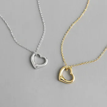 Verodostojna 925 Sterling srebrna Bela/Zlata plavajoče Odpri Srce Ljubezni, Ogrlico, obesek, Fine nakit TLX518