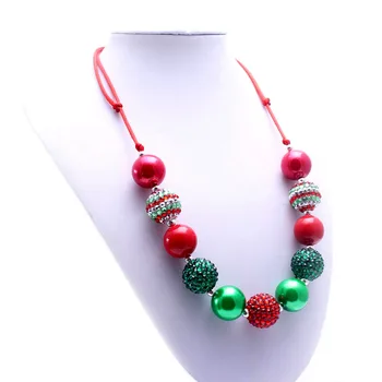 MHS.SONCE vroče prodaje božič slog srčkan baby bubblegum kroglice ogrlica močen rdeča+zelena gumball ogrlica za otroke dekleta darilo BN052