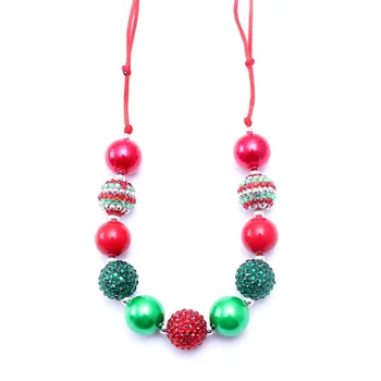MHS.SONCE vroče prodaje božič slog srčkan baby bubblegum kroglice ogrlica močen rdeča+zelena gumball ogrlica za otroke dekleta darilo BN052