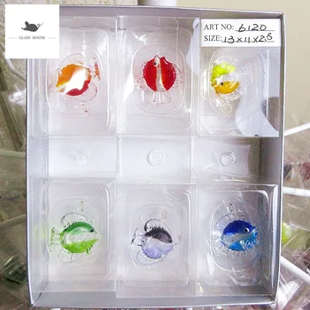 Ročno steklo, ornament Akvarij dekorativne Figurice Miniaturni morski Pes, delfinov, levo in desno, morski lev, kitov, Morskih živali, Obesek