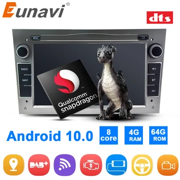 Eunavi 4G+64 G Android 10 2 Din avtoradio GPS Za Opel Vauxhall Astra H, G, J Vectra Antara Zafiri Corsa Vivaro Meriva Veda ŠT DVD