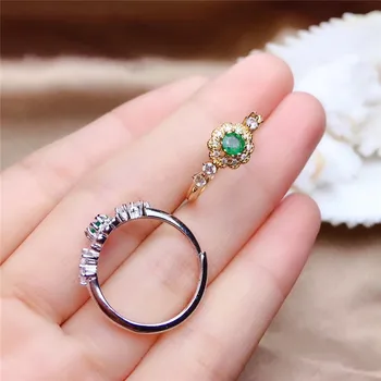 WEAINY zagotovljena verodostojno naravnih smaragdni prstan S925 sterling srebro ženske sladko romantični slog