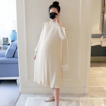 2020 Pomlad Nove korejske Modne Porodniškega Dolge Obleke, Sladko Naguban Ohlapna Oblačila za Nosečnice, Oblačila Nosečnosti
