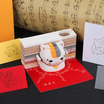 Karton Značaj Oblikovanje Papirja Laser Cut Note Pad Papir Obrti Ustvarjalno Darilo Predmete, Živali Mačka Slog Diy 3D Memo Blazine