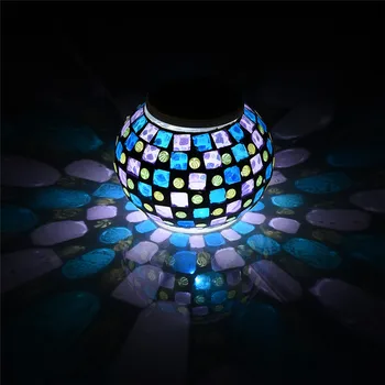 Mozaik Stekla Žogo Vrtne Luči Barva Spreminja, LED Sončne Svetlobe Nepremočljiva Solar Powered namizne Svetilke, za Stranke Okraski Božič