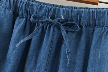 Novo 2021 Koreja slog poletje plus velikost jeans hlače za ženske velika svoboden modra bombaž žep pasu traper hlače 3XL 4XL 5XL 6XL