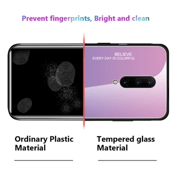 Luksuzni Gradient Kaljeno Steklo Telefon Primerih za Oneplus 6 6T Gradient Pisane Shockproof Primeru za Oneplus 7 7 Pro Zadnji Pokrovček