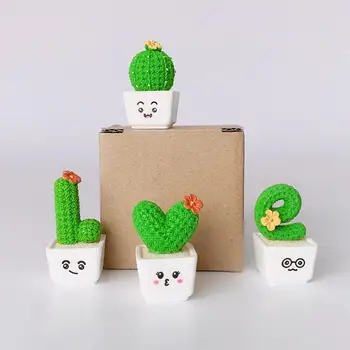 4Pcs Ustvarjalne Simulacije Kaktus Oblikovan Adornments Dekorativni Bonsaj Prop Ins Valentinovo Darilo Kaktus Okraski (Zelena)