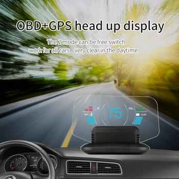 Najnovejši Head Up Display OBD Avto Elektronike HUD Zaslon Avto merilnikih Hitrosti, C1 prekoračitev hitrosti Opozorilo OBD2+GPS Dvojni Način GPS merilnik Hitrosti