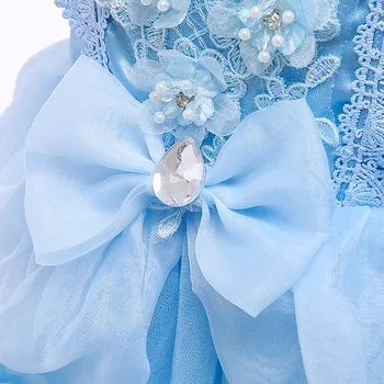 VOGUEON Luksuzni Pepeljuga Obleko Dekleta Beading Aplicirano Cvet Princesa Obleke Dekle Čipke Očesa Rojstni Fancy Otroci Kopalke