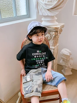 Fantje Kavboj Capris, Poletje korejski Otroci Baby Hlače 2020 Novo Zahodni Slog Otrok Tanke Capri Hlače-Glasba Tide