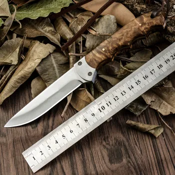 Cuchillo de cuchilla fija par pesca de caza al aire libre con vaina de cuero Pravi herramienta de supervivencia cuchillo recto