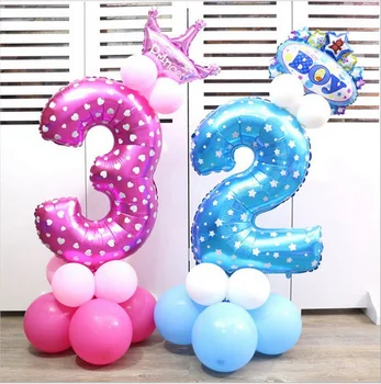 Vroče prodaje, 90 cm, roza, modra Številka folija Baloni Mestno Helij Trebušaste Rojstni dan, Poroko Dekor Zraka Baloons Primeru Stranka Dobave