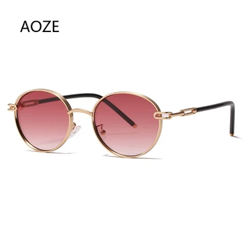 AOZE 2021 Modni Retro sončna Očala Moških Krog Letnik Očala za Moške/Ženske Luksuzni sončna Očala Moških Majhne Lunette Soleil Homme