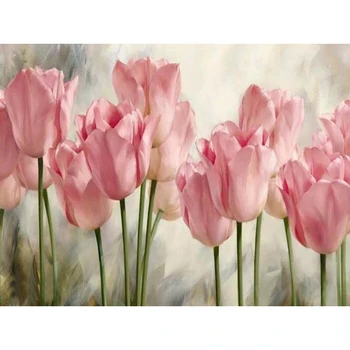 5D DIY diamond vezenje Pink tulipanov diamond slikarstvo Navzkrižno Šiv celoten kvadratni vaja Nosorogovo mozaik doma dekoracijo HYY