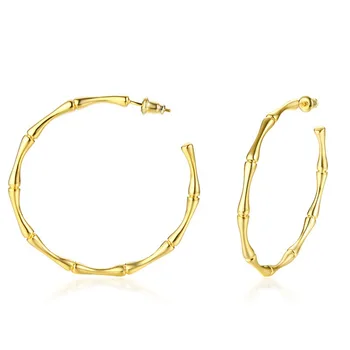 Velika Velika zlata hoop bambusa uhani za ženske pol kroga eleganten minimalističen hoop uhan sodijo zimski modni nakit