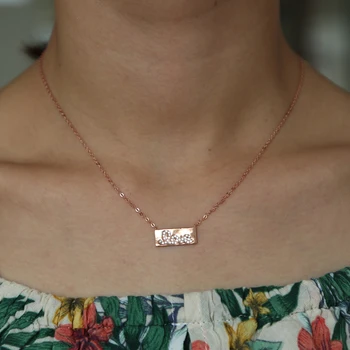 CZ ljubezensko Pismo ogrlica 925 sterling srebro ljubimec darilo za valentinovo preprosto bar ploščo obesek klasičen nakit